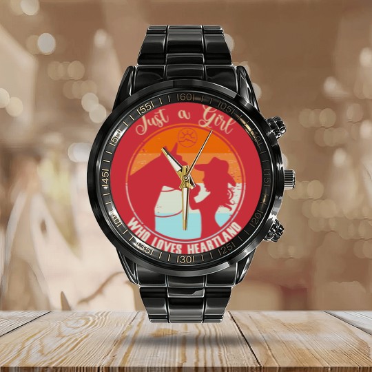 Discover heartland ranch, heartland, sunset, vintage, retro Calendar Steel Band Watch