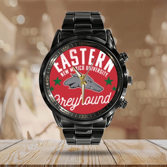 Discover eastern new mexico university enmu greyhounds logo pullover Calendar Steel Band Watch