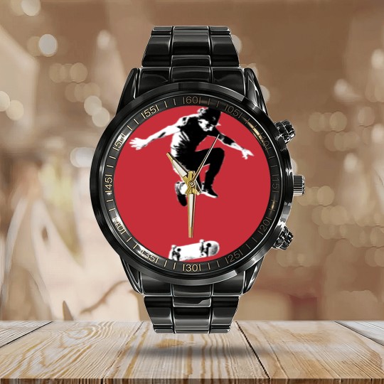 Discover Rodney Mullen Treflip B_amp_W Graphic Calendar Steel Band Watch