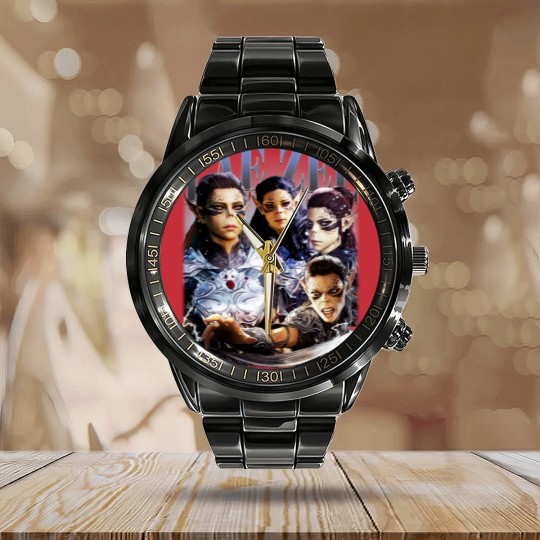 Discover Vintage 90s Style Lae'zel - Baldurs Gate 3 Gift For Fan Unisex Calendar Steel Band Watch S-5XL