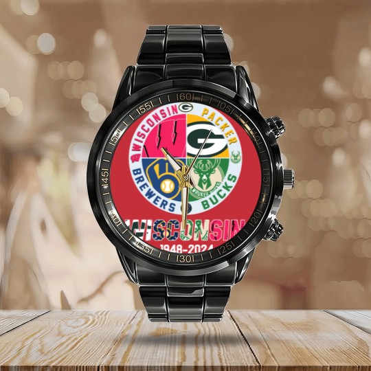 Discover Wisconsin And Packers And Brewers And Bucks Wisconsin Sport 1948 2024 Garden Flag Calendar Steel Band Watch