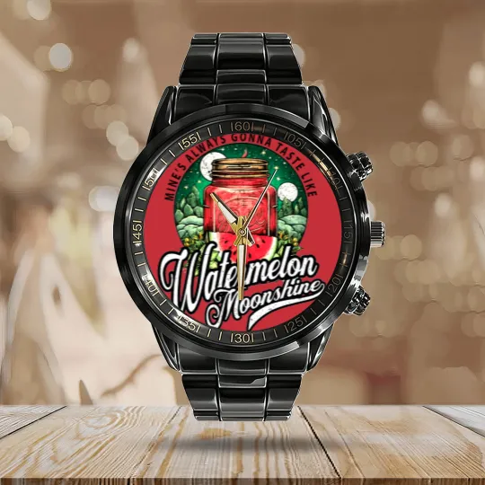 Discover Watermelon Moonshine Retro Country Music Calendar Steel Band Watch