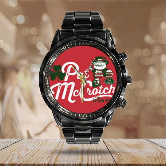 Discover Pats Mccrotch Irish Pub Leprechaun Funny St Patricks Day Calendar Steel Band Watch