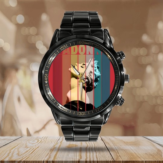 Discover Madonna Retro Vintage Calendar Steel Band Watch, Madonna Calendar Steel Band Watch, Music Calendar Steel Band Watch, Gift Calendar Steel Band Watch For You And Your Friends, Vintage Madonna Calendar Steel Band Watch