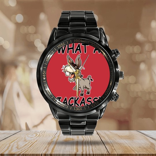 Discover Jackass Donkey Humor Calendar Steel Band Watch