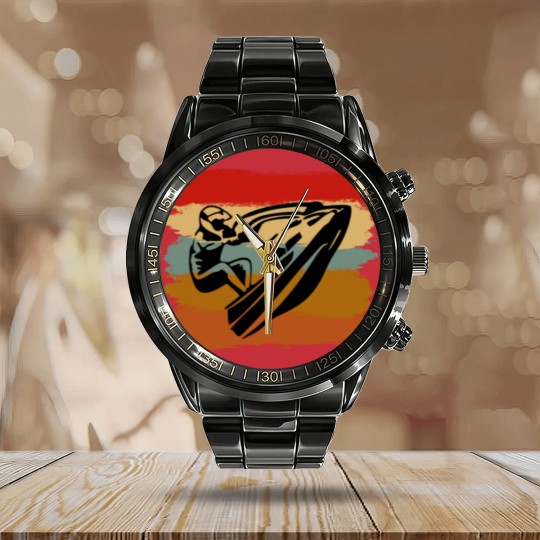 Discover Jetski Seadoo Retro Art Gift Calendar Steel Band Watch