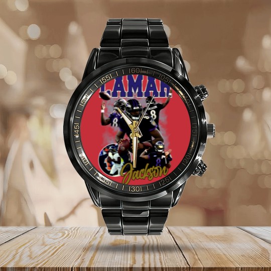 Discover Lamar Jackson Youth Calendar Steel Band Watch