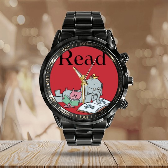 Discover It's A Good Day To Read Book - Elephant And Piggie Comic - Calendar Steel Band Watch