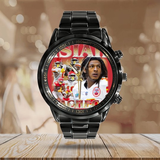 Discover Vintage Isiah Pacheco Vintage 90's Style Calendar Steel Band Watch