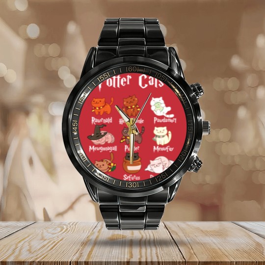 Discover Potter Cats Harry Pawter Classic Calendar Steel Band Watch