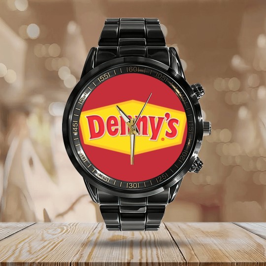 Discover Denny's Logo Calendar Steel Band Watch