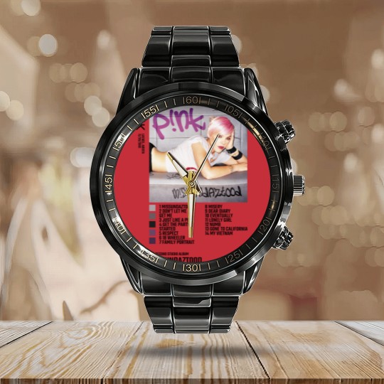 Discover Pink Missundaztood Album Calendar Steel Band Watch