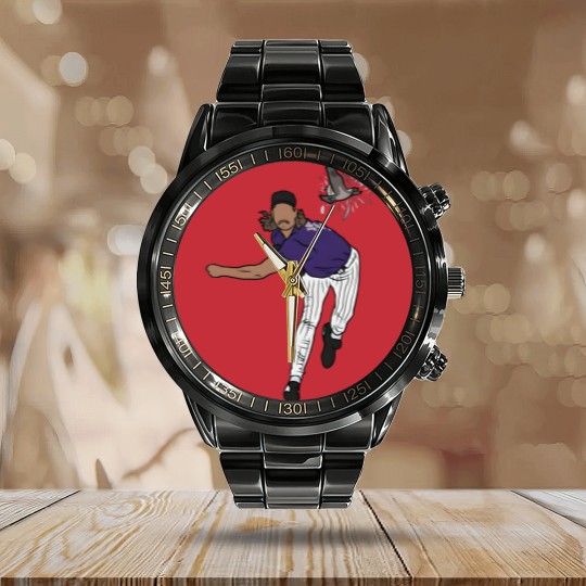 Discover Randy Johnson Hits A Bird Calendar Steel Band Watch