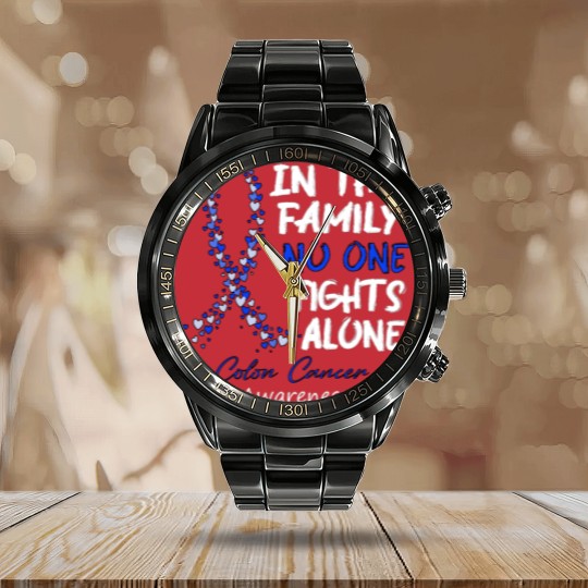 Discover Colon Cancer Awareness In This Family No One Fights Alone - Faith Hope Cure - Colon Cancer Awareness - Calendar Steel Band Watch