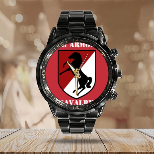 Discover 11th Armored Cavalry Regiment Calendar Steel Band Watch