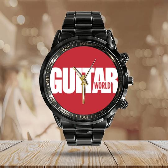 Discover Guitar World Calendar Steel Band Watch