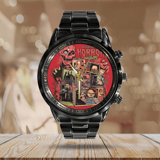 Discover Retro Horror Night  Calendar Steel Band Watch, Halloween Calendar Steel Band Watch, Vintage 90s Halloween Movies