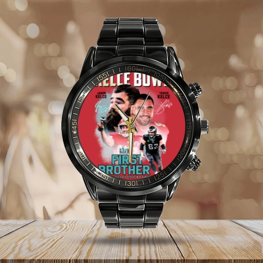 Discover Vintage Kelce Bowl Calendar Steel Band Watch, Travis Kelce and Jason Kelce Bowl Calendar Steel Band Watch