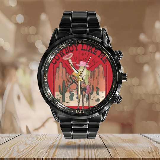 Discover You're a cowboy like me Calendar Steel Band Watch, Cowboy Frog Calendar Steel Band Watch