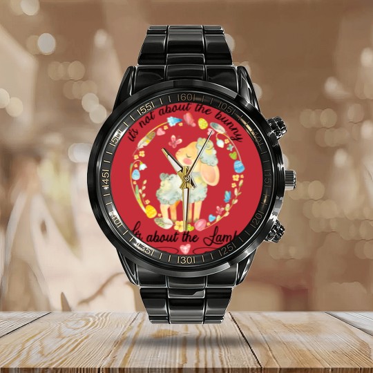 Discover Christian Easter Not About The Bunny Floral Lamb Calendar Steel Band Watch