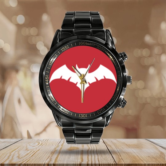 Discover Owlman Logo - White Calendar Steel Band Watch