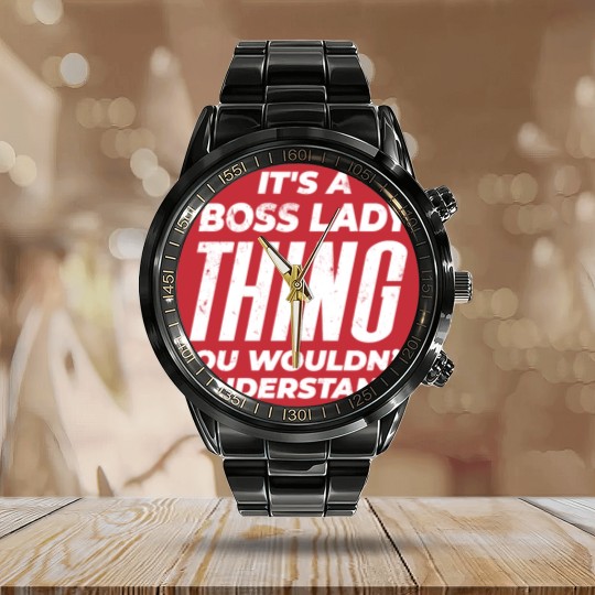 Discover Boss lady - Distressed Design - Boss Lady - Calendar Steel Band Watch
