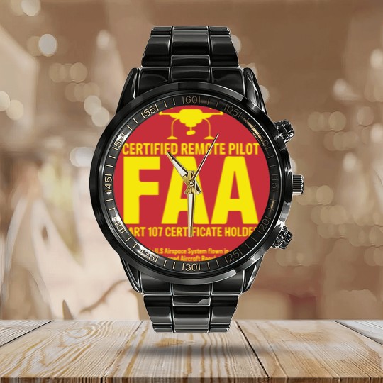 Discover FAA Certified Drone Pilot Funny Gift Calendar Steel Band Watch