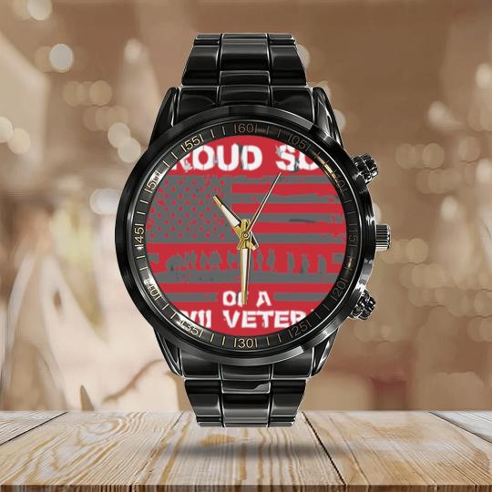 Discover Proud Son Of A Wwii Veteran Calendar Steel Band Watch For Men Calendar Steel Band Watch