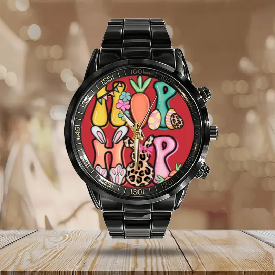 Discover Hip Hop Easter Easter Bunny Calendar Steel Band Watch, Easter
