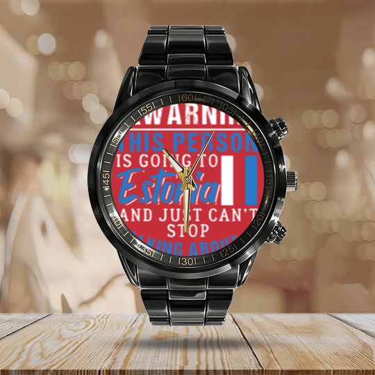 Discover Estonia Calendar Steel Band Watch
