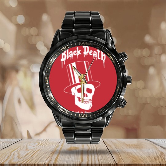 Discover Black Death Vodkas N Roses Calendar Steel Band Watch