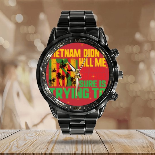 Discover Vietnam Veteran Calendar Steel Band Watch, Vietnam Didn't Kill Me, Calendar Steel Band Watch