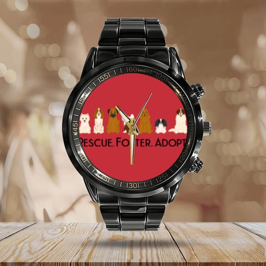 Discover Rescue Foster Adopt Dogs - Dogs - Calendar Steel Band Watch - Dog Lover Calendar Steel Band Watch, Classic Calendar Steel Band Watch