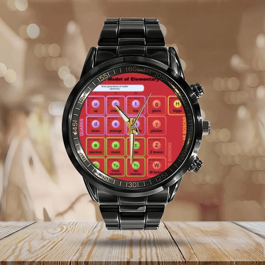 Discover Elementary Particles - Standard Model Calendar Steel Band Watch