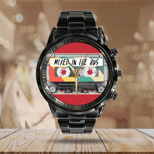 Discover Cassette Tape Mixed in the 80s Fashion Retro 1980s Calendar Steel Band Watch