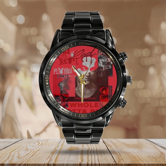 Discover Playboi Carti Whole Lotta Red Album 90s Rap Music Calendar Steel Band Watch