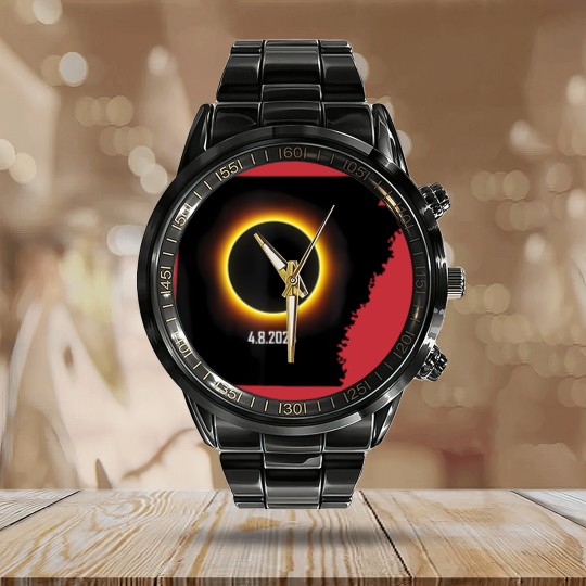 Discover arkansas solar eclipse 2024 t Calendar Steel Band Watch
