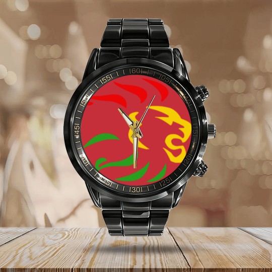 Discover Rasta Lion reggae Calendar Steel Band Watch