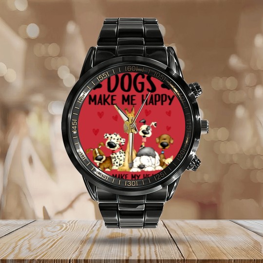 Discover dogs make me happy humans make my head hurt Calendar Steel Band Watch