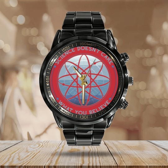 Discover Science Doesn't Care Calendar Steel Band Watch