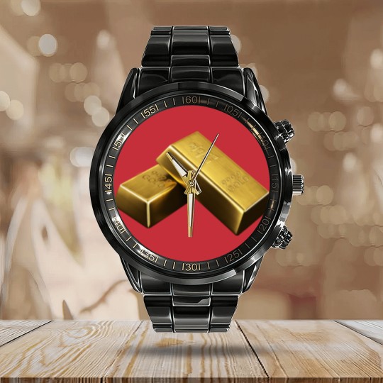 Discover Shiny Gold Calendar Steel Band Watch