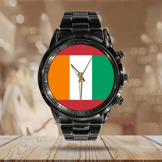 Discover Ivory Coast Flag Calendar Steel Band Watch