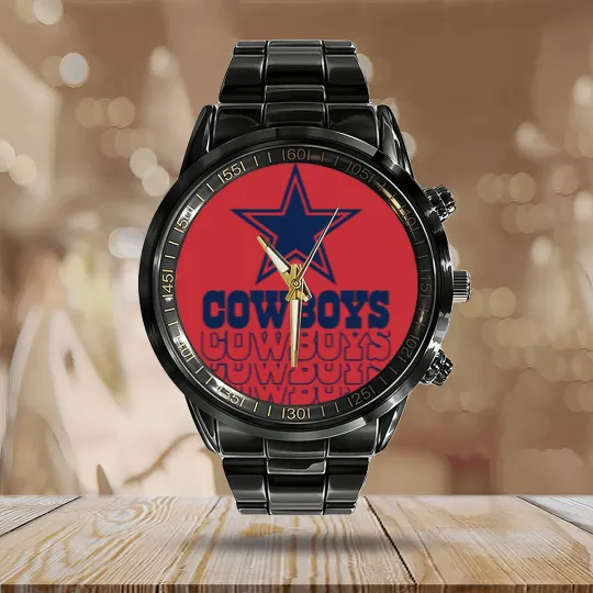 Discover Cowboys Calendar Steel Band Watch