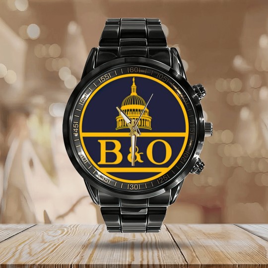 Discover Vintage B&O railroad logo - Railroad - Calendar Steel Band Watch