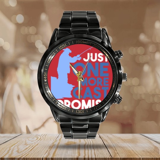 Discover Fishing - Just One More Cast Calendar Steel Band Watch