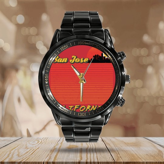 Discover Vintage San Jose City California Downtown Skyline Calendar Steel Band Watch