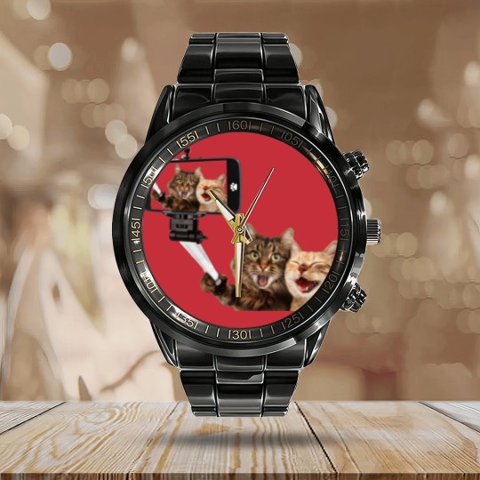 Discover CATS SELFIE PHOTO Calendar Steel Band Watch