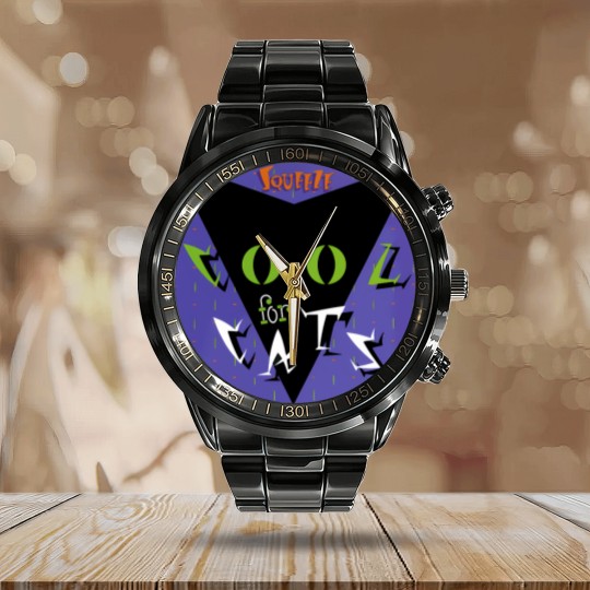 Discover Squeeze Cool For Cats Cool Cats Purple Green Calendar Steel Band Watch