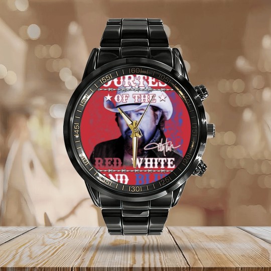 Discover Toby Keith Courtesy Of The Red White And Blue Calendar Steel Band Watch
