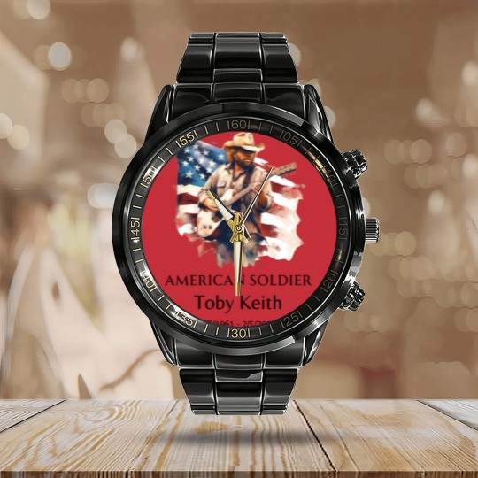 Discover Toby Keith American soldier Calendar Steel Band Watch
